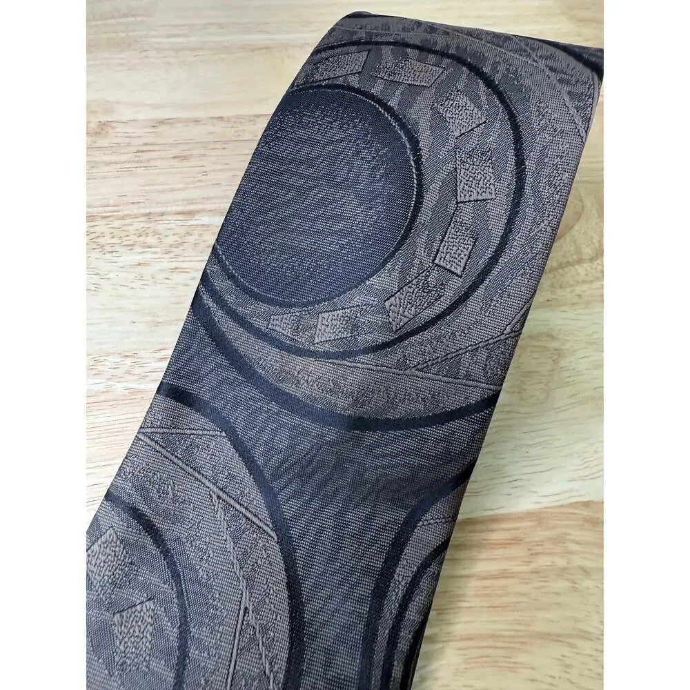 Delmani Italy Men's Neck Tie Dark Taupe Brown Black Abstract